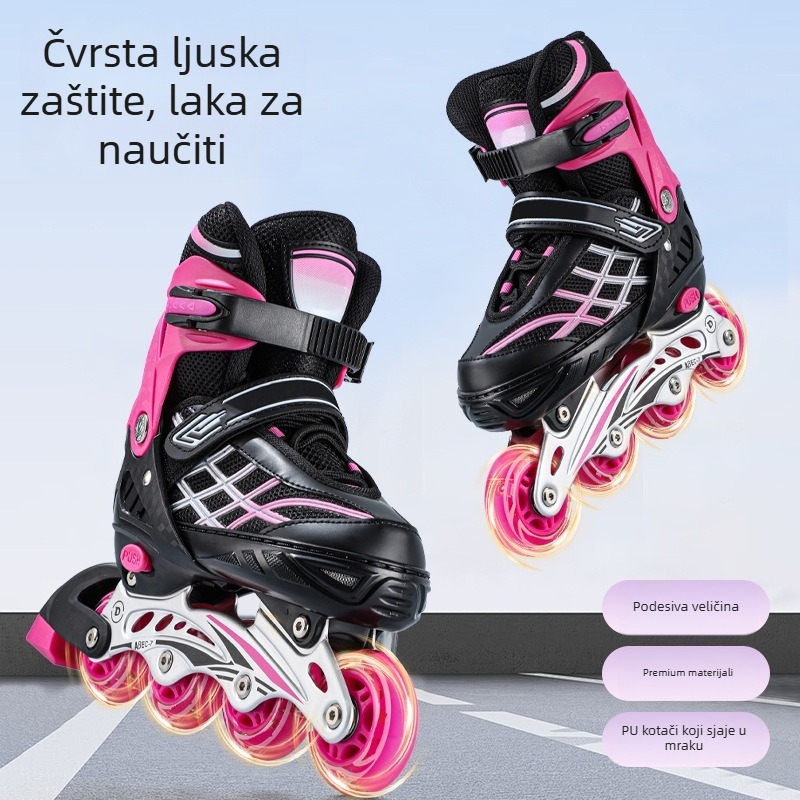 Inline klizaljke za opću uporabu, gornji PU+ mreža, PU gumeni kotači, jednoredni kotači