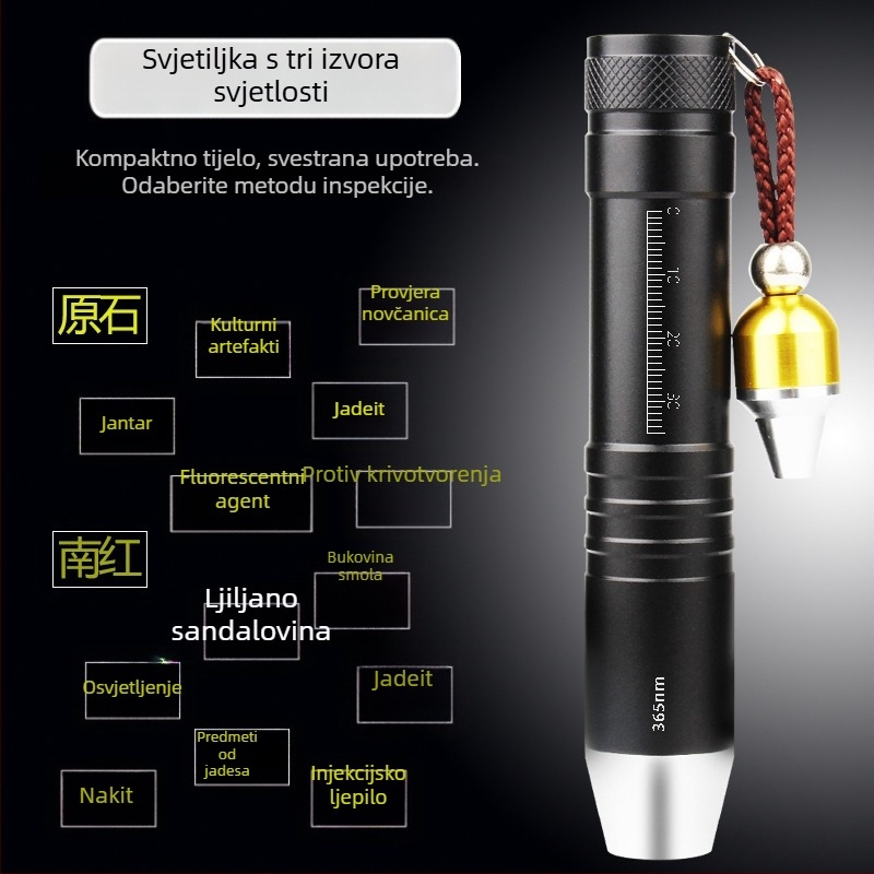 LED svjetiljka za identifikaciju nefrita s Type-C punjenjem, kućište od aluminijske legure, baterija 1800, domet do 50 m
