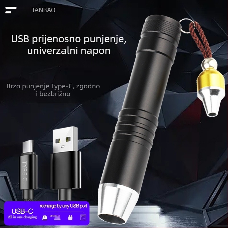 LED svjetiljka za identifikaciju nefrita s Type-C punjenjem, kućište od aluminijske legure, baterija 1800, domet do 50 m