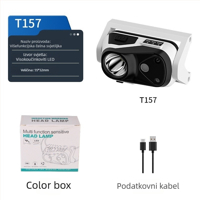 LED čelna svjetiljka za noćni ribolov – vodootporna, 5W, 600 mAh, 360° rotacija, uključuje punjač