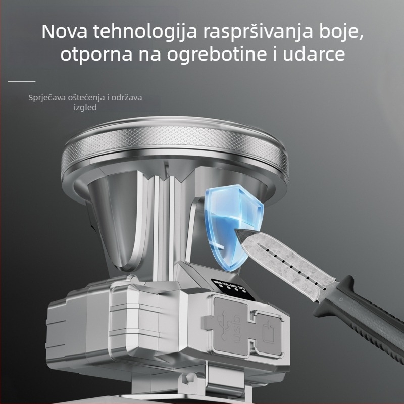 LED čelna lampa od aluminijske legure, 3600 mAh baterija, punjiva, uključen punjač, domet 200–500 m
