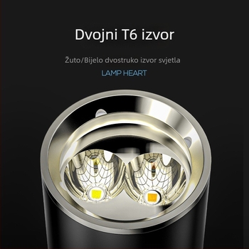 Podvodna LED lampica za ronjenje - aluminijsko kućište, LED, punjiva, ručno pokretanje, višenamjenska