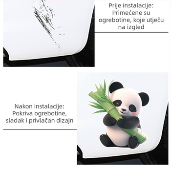Naljepnica za karoseriju automobila s karikaturom pande, montaža trakom (Materijal: Naljepnica; Uzorak: Životinje; Tip: Naljepnica za karoseriju; Ugradnja: Traka)