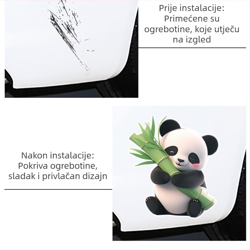 Naljepnica za karoseriju automobila s karikaturom pande, montaža trakom (Materijal: Naljepnica; Uzorak: Životinje; Tip: Naljepnica za karoseriju; Ugradnja: Traka)