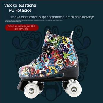Rolanje patke s dvostrukim redom kotača i graffiti uzorkom — izdržljive, gornji dio od mikrovlakana, potplat TPR, kotači PU, za djecu i odrasle