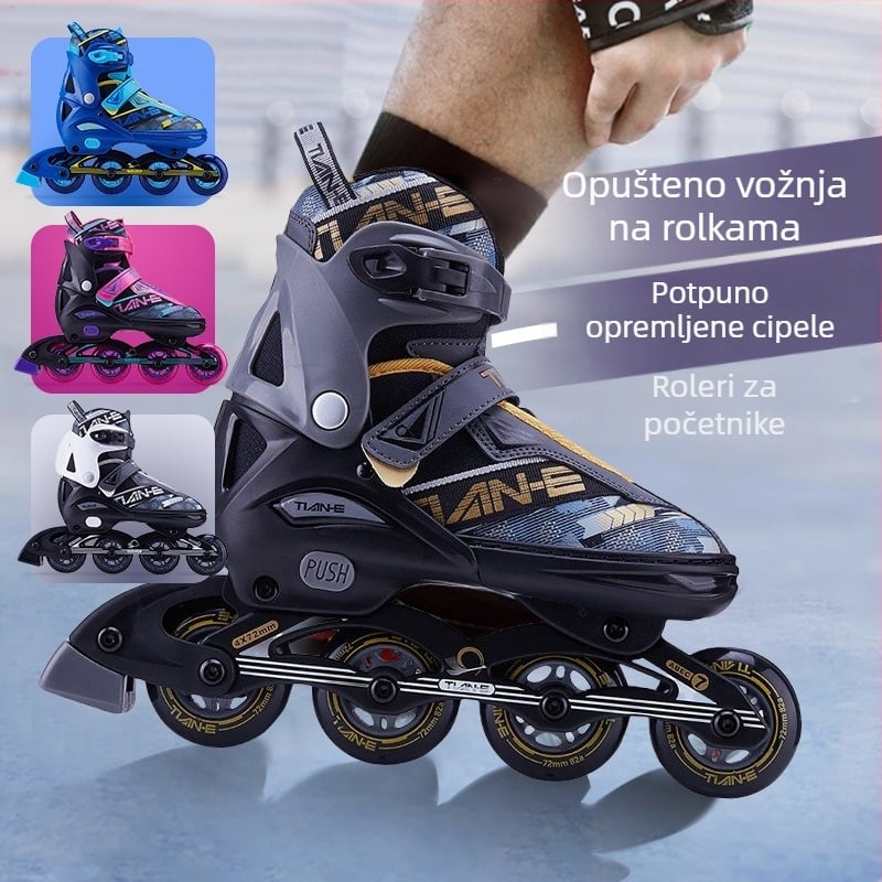 Soft Swan patike za rolanje za djecu i odrasle, kotači u jednom redu PU, gornji materijal PP/PA, đon PP ojačan