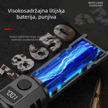 LED baterija s USB punjenjem, 15W, 1200mAh, ručno punjenje, višenamjenski za kampiranje i patrolu