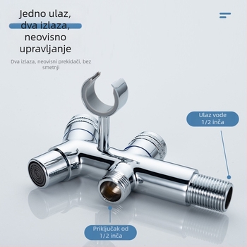 Zidna ručna slavina s bakrenim prskalom i dvostrukim izlazom, nosač (zidna montaža; bakar; prskalo; dvostruki izlaz)