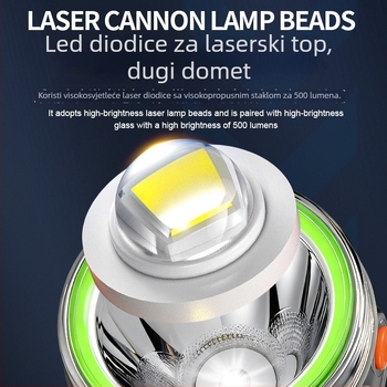 Čelna lampica za kampiranje na otvorenom s LED, 5W, 4800mAh, aluminijska legura, vodootporna