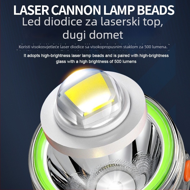 Čelna lampica za kampiranje na otvorenom s LED, 5W, 4800mAh, aluminijska legura, vodootporna