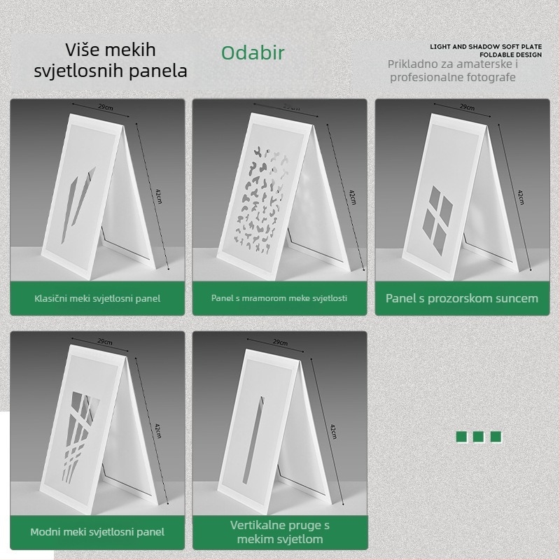 Reflektirajuća ploča — sklopiva ploča za mekano svjetlo s reflektivnim zaslonom; PVC vodootporna; Marka Tengyu; Materijal: papir sa sumpornom kiselinom; Težina: 0,15 kg; Pogodno za fotografiranje proizvoda