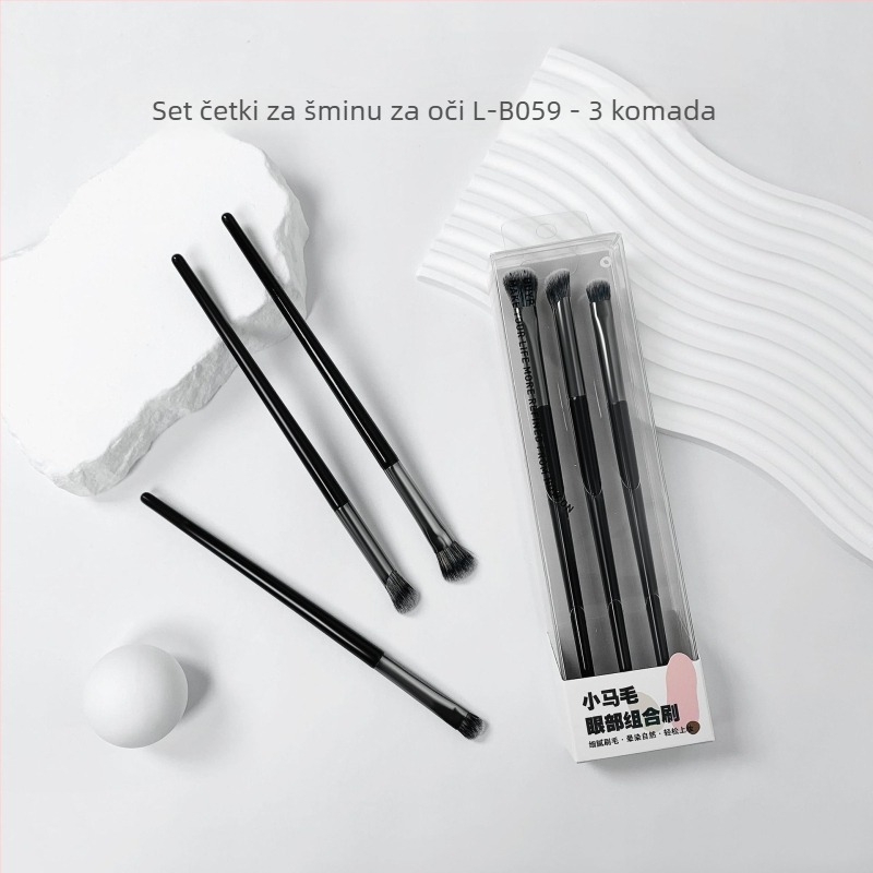 Kompaktni set četkica za šminku: četka za obrve, četka za temelj, kontur četka i četka za sjenilo