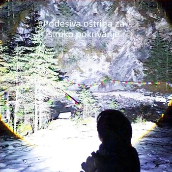 Punjiva LED baterijska svjetiljka s 360° rotacijom glave, 1800 mAh, domet do 500 m, višefunkcionalna za vanjsku upotrebu