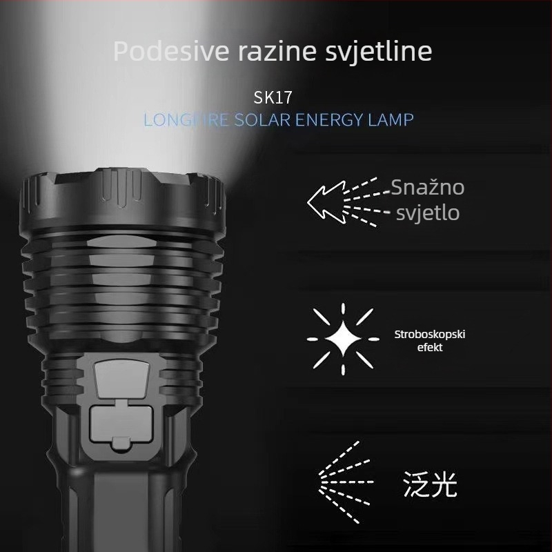 Mini USB punjiva ručna LED lampa, 500 mAh, domet 100–200 m, pogon pritiskom dlanom