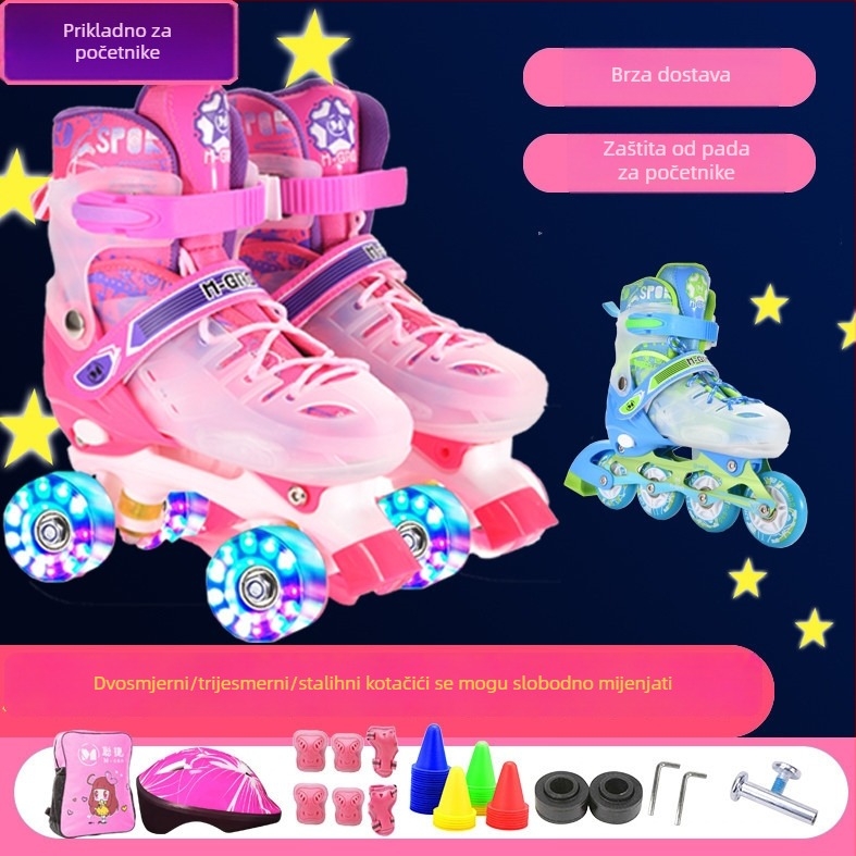 Chaokang Dječje četverokolne rolne patike za početnike - gornji dio od PU mreže, gumeni potplat