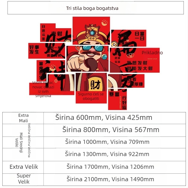 Zidne naljepnice s Bogom sreće i scenom utrke konja – 3D moderni minimalistički dekorativni zidni naljepnice, PVC, 5+ komada, univerzalni prostor