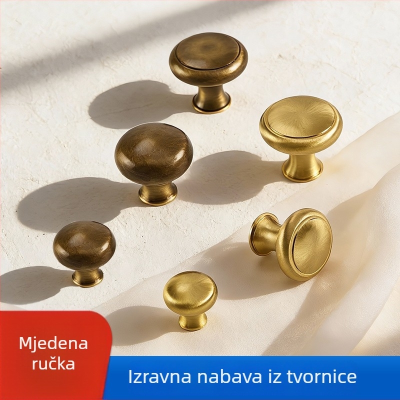 Mesingane ručke za vrata ormara, kuglaste, s jednim otvorom, ugradbeni način montaže, novi kineski stil