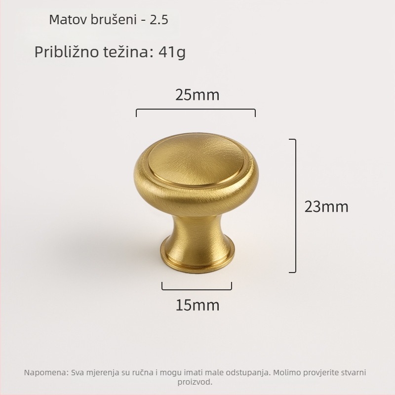 Mesingane ručke za vrata ormara, kuglaste, s jednim otvorom, ugradbeni način montaže, novi kineski stil