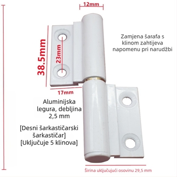 Sklopivi šarnir za vrata, nehrđajući čelik, model 1, moderni minimalistički stil, univerzalan za vrata i prozore