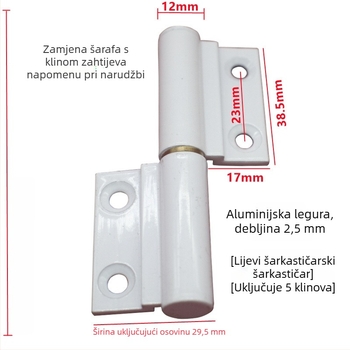 Sklopivi šarnir za vrata, nehrđajući čelik, model 1, moderni minimalistički stil, univerzalan za vrata i prozore