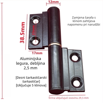 Sklopivi šarnir za vrata, nehrđajući čelik, model 1, moderni minimalistički stil, univerzalan za vrata i prozore