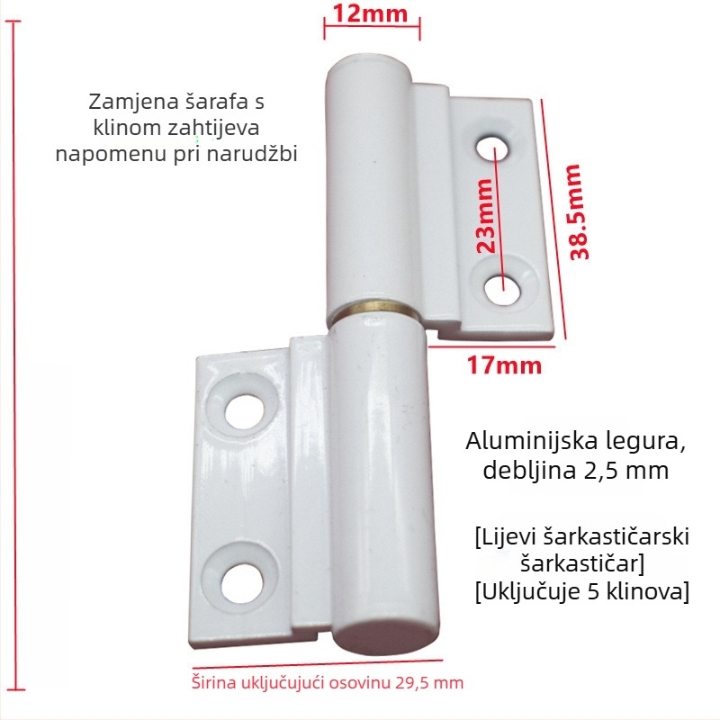 Sklopivi šarnir za vrata, nehrđajući čelik, model 1, moderni minimalistički stil, univerzalan za vrata i prozore