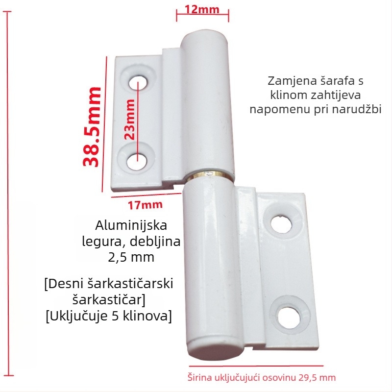 Sklopivi šarnir za vrata, nehrđajući čelik, model 1, moderni minimalistički stil, univerzalan za vrata i prozore