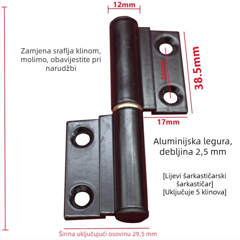 Sklopivi šarnir za vrata, nehrđajući čelik, model 1, moderni minimalistički stil, univerzalan za vrata i prozore
