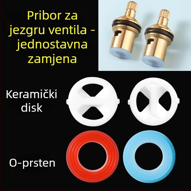 Set jezgre ventila za slavinu: keramički list, silikon podloga, brtveni prsten i brtva; marka Friendly; moderan minimalistički stil
