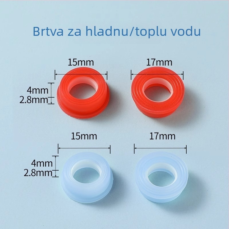 Set jezgre ventila za slavinu: keramički list, silikon podloga, brtveni prsten i brtva; marka Friendly; moderan minimalistički stil