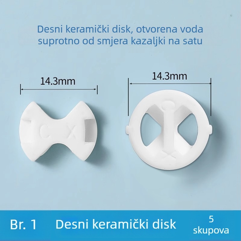 Set jezgre ventila za slavinu: keramički list, silikon podloga, brtveni prsten i brtva; marka Friendly; moderan minimalistički stil