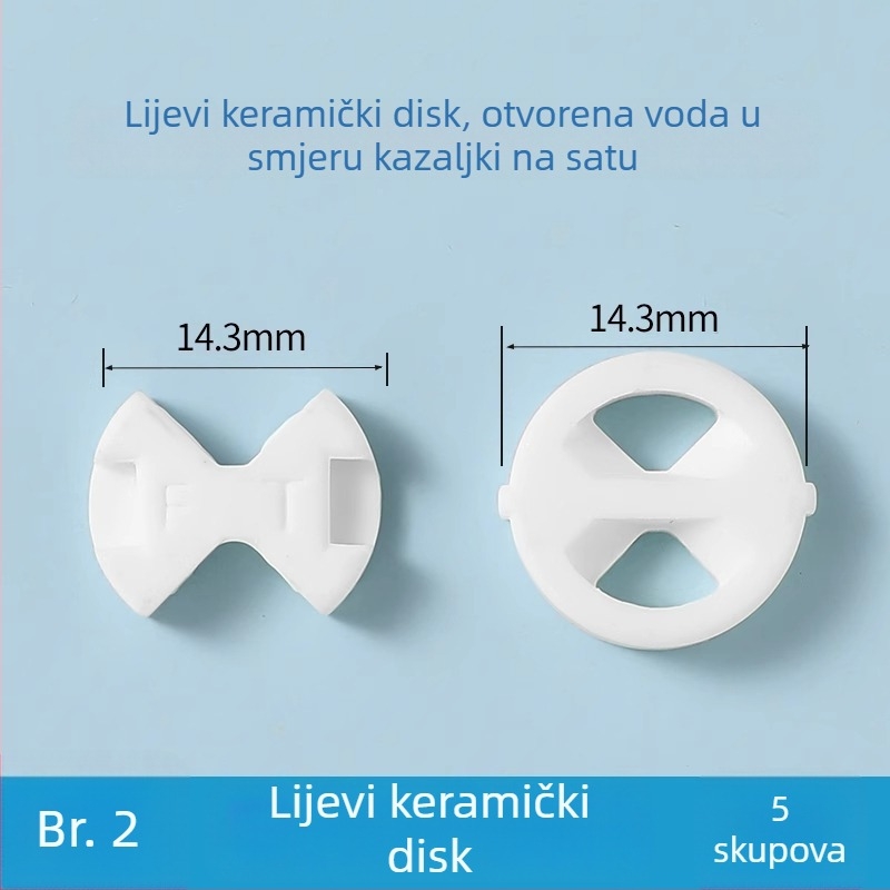 Set jezgre ventila za slavinu: keramički list, silikon podloga, brtveni prsten i brtva; marka Friendly; moderan minimalistički stil