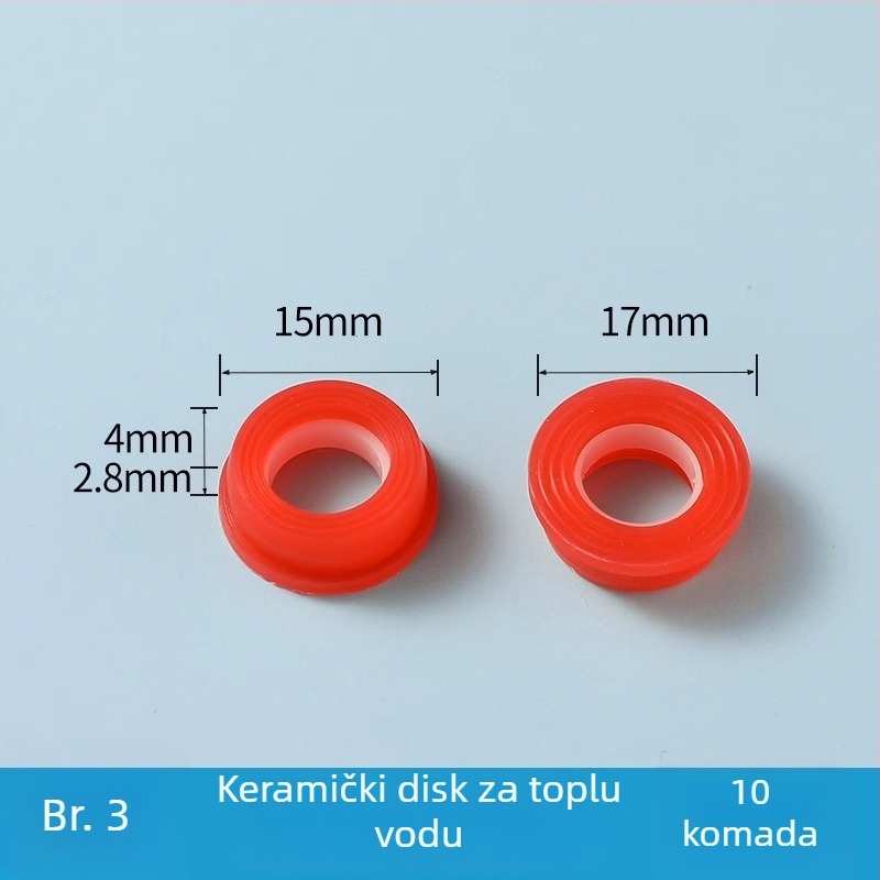 Set jezgre ventila za slavinu: keramički list, silikon podloga, brtveni prsten i brtva; marka Friendly; moderan minimalistički stil