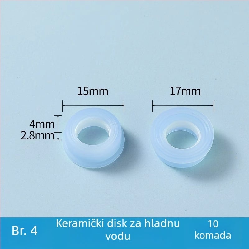 Set jezgre ventila za slavinu: keramički list, silikon podloga, brtveni prsten i brtva; marka Friendly; moderan minimalistički stil