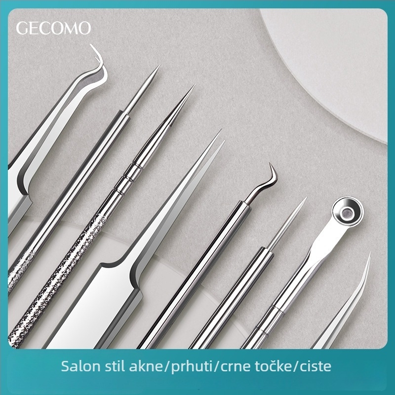 GECOMO Set igala za akne – Nehrđajući čelik, ultra oštre igle i ultra tanke pincete za uklanjanje crnih mitesa i zatvorenih komedona