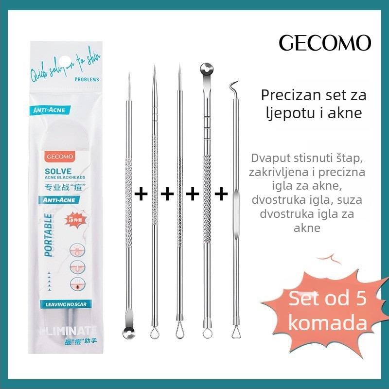 GECOMO Set igala za akne – Nehrđajući čelik, ultra oštre igle i ultra tanke pincete za uklanjanje crnih mitesa i zatvorenih komedona