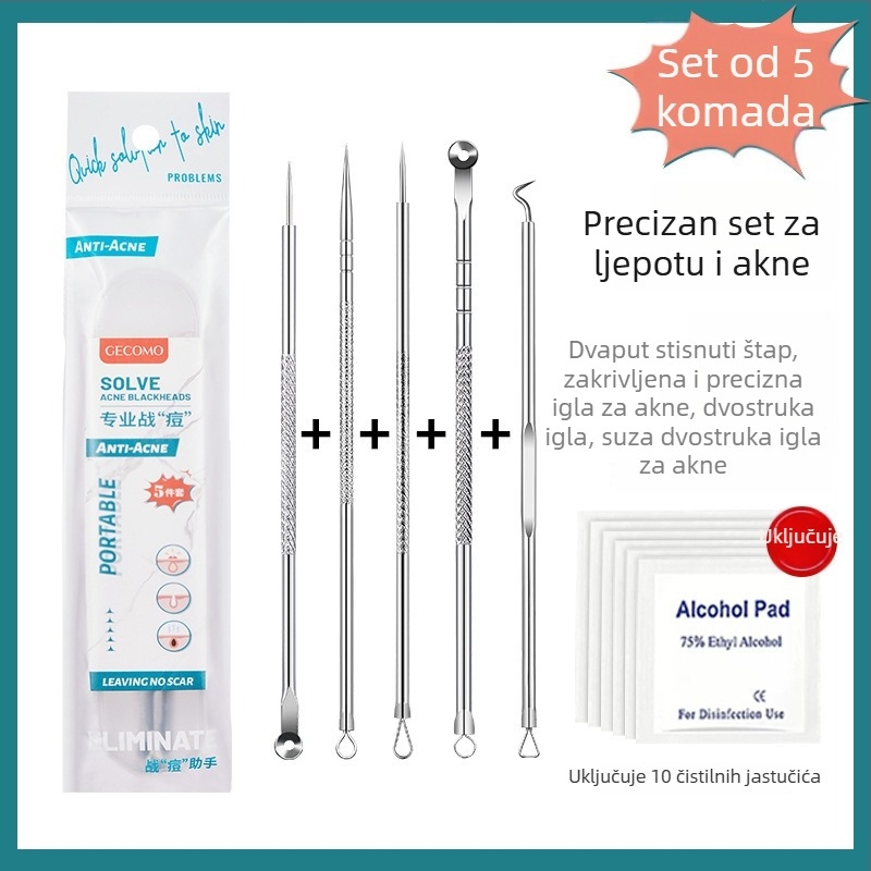 GECOMO Set igala za akne – Nehrđajući čelik, ultra oštre igle i ultra tanke pincete za uklanjanje crnih mitesa i zatvorenih komedona