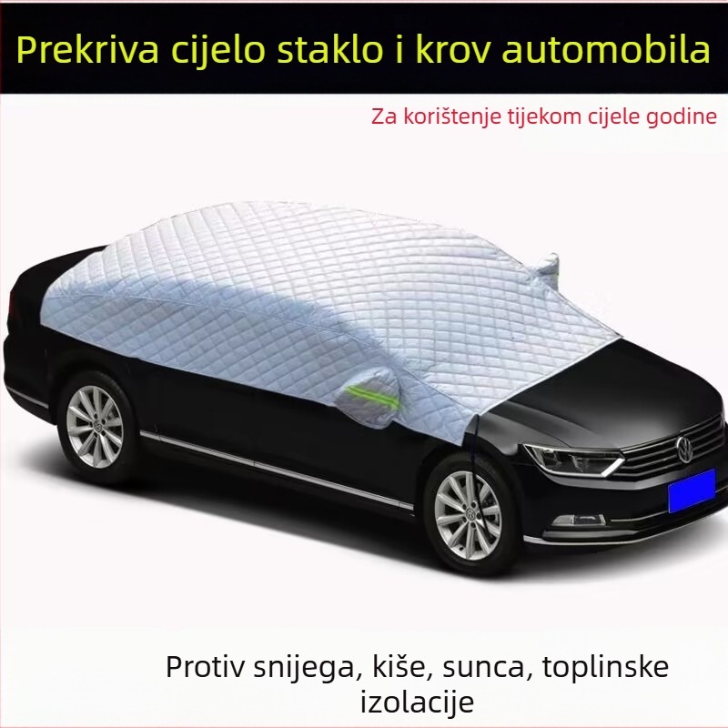 Pokrov za prednje staklo automobila – pamukasti velur, univerzalna kompatibilnost, vodootporan, zaštita od sunca, topline i snijega, ojačan dizajn