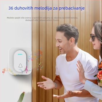 Bežični zvučnik za vrata s dvostrukim prijemnikom, duga dometa, 36 tonova zvona, 110–220 V AC, napajanje preko mreže ili baterije