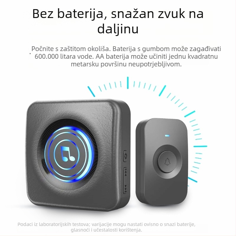 Mf06 Bežični zvono za vrata, napajanje iz utičnice, 100–250 V AC, prilagodljiv ton zvona, pogodno za kuću, tvornicu, dom i dvoranu