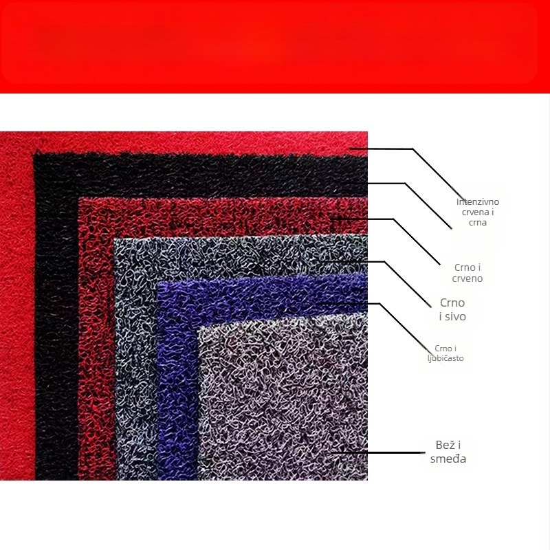 PVC podna prostirka s svilnim kružnim uzorkom, kvadratnog oblika, jednobojna, pogodna za usisavanje