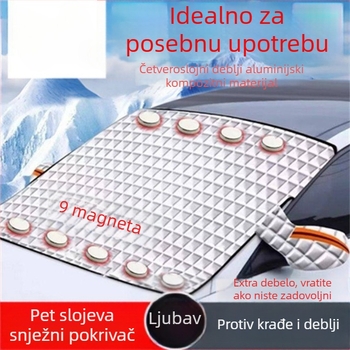 Snježni pokrov za automobil, kompatibilan s Ideal autom pokrivačem, ojačano magnetsko prianjanje, toplinska izolacija, zaštita od sunca, antifriz, protiv snijega