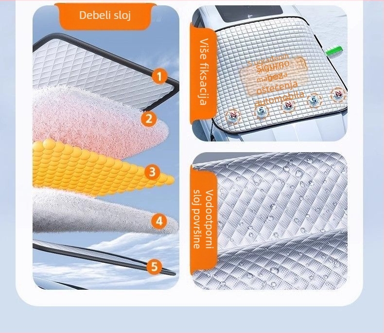 Snježni pokrov za automobil, kompatibilan s Ideal autom pokrivačem, ojačano magnetsko prianjanje, toplinska izolacija, zaštita od sunca, antifriz, protiv snijega