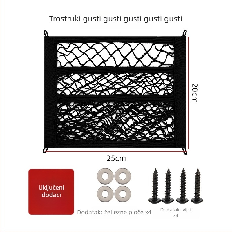 Torba za skladištenje u prednjem košu električnog vozila, elastična mreža, dvostruki sloj, vješeni nosač, univerzalna kompatibilnost
