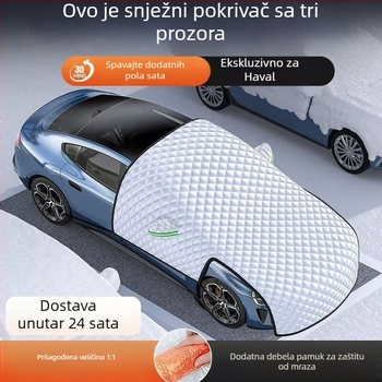 Auto snježna zaštita prednjeg stakla - magnetsko učvršćivanje, aluminijska folija, univerzalna prilagodba, mrežasti uzorak, debeli stil