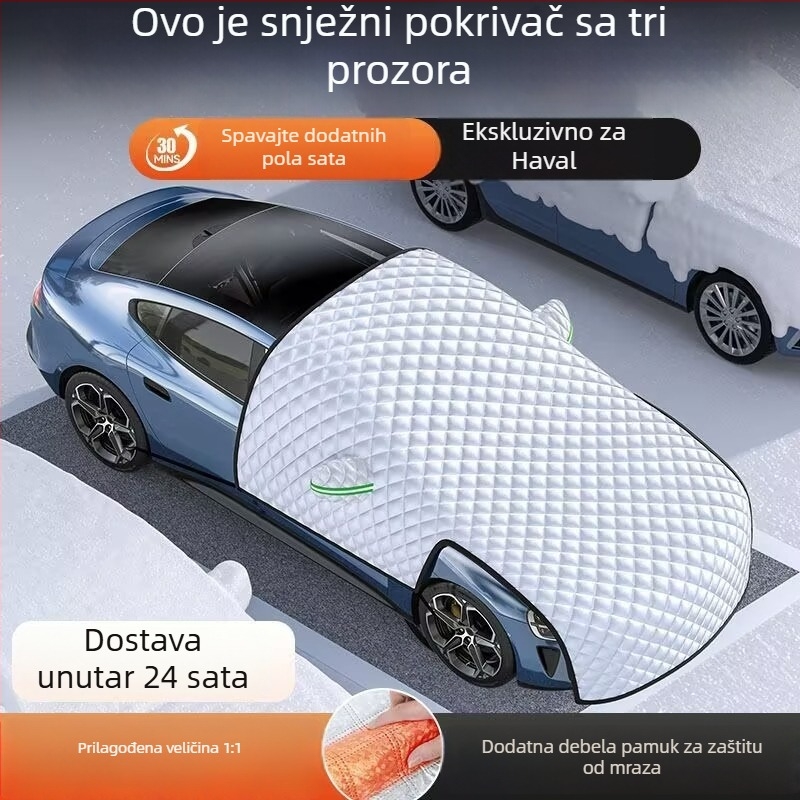 Auto snježna zaštita prednjeg stakla - magnetsko učvršćivanje, aluminijska folija, univerzalna prilagodba, mrežasti uzorak, debeli stil