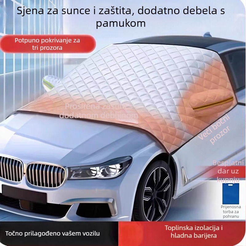 Auto snježna zaštita prednjeg stakla - magnetsko učvršćivanje, aluminijska folija, univerzalna prilagodba, mrežasti uzorak, debeli stil