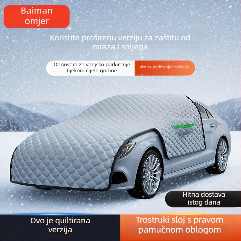 Auto snježna zaštita prednjeg stakla - magnetsko učvršćivanje, aluminijska folija, univerzalna prilagodba, mrežasti uzorak, debeli stil