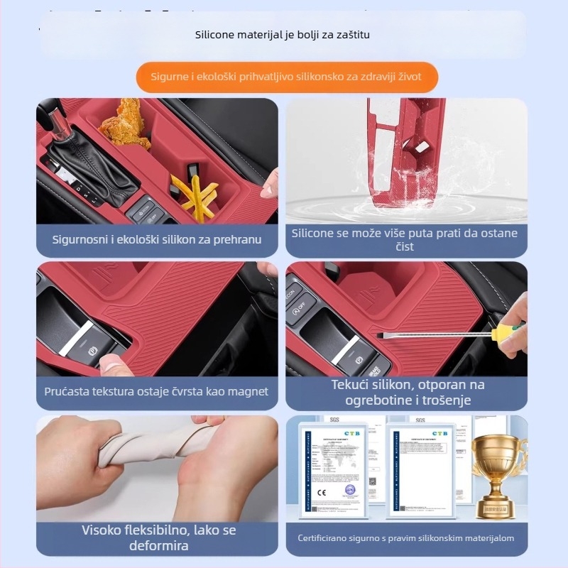 Set unutarnje modifikacije za Honda Accord 11. generacije: silikonska podloška, zaštitni poklopac središnje konzole, držač za čašu
