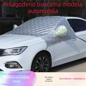 Pokrov vjetrobranskog stakla automobila – debeli izolacijski zimski štit, Oxford tkanina, teleskopska montaža, univerzalno za prednje staklo